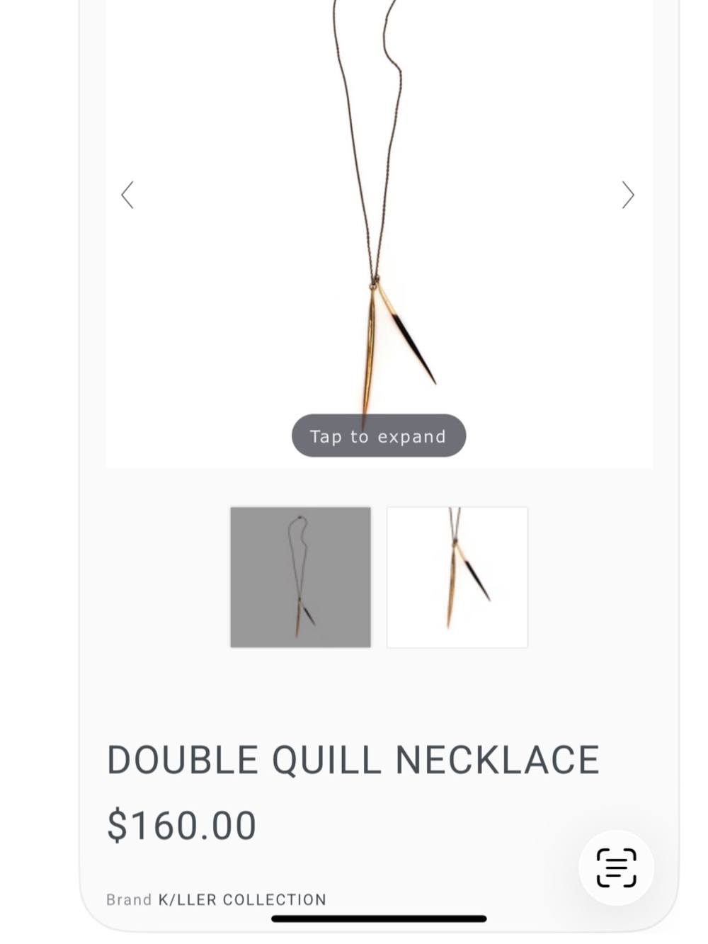 K/ller Collection Double Quill Necklace in Gold and Black